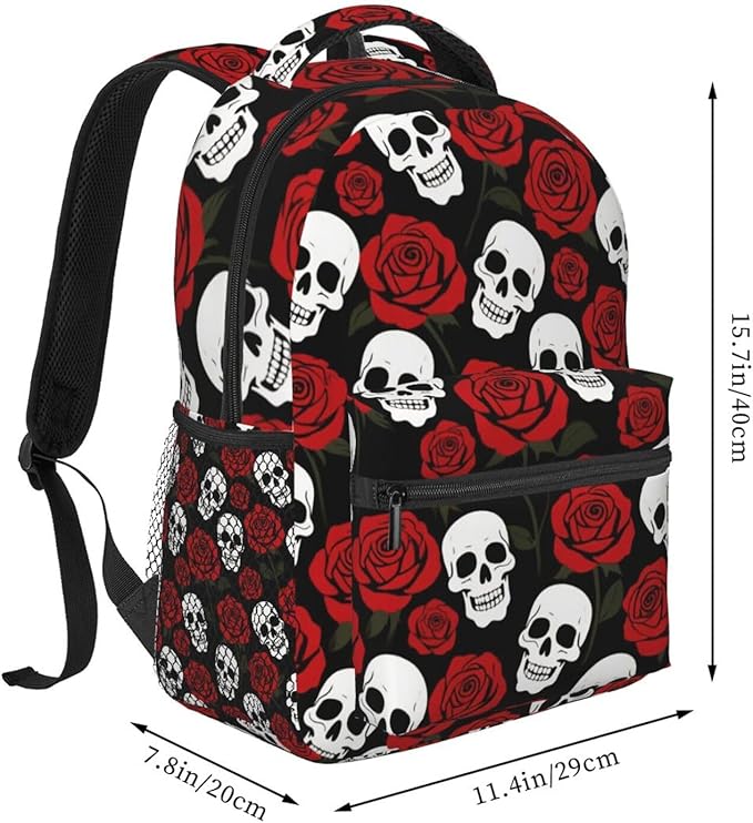 Lightweight Daypack Bookbag for Trekking Business Walking Cycling, Big Capacity Anti-Theft Multipurpose Carry On Bag, Red Rose Business Computer Bag