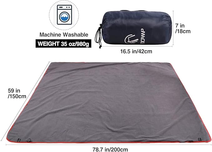REDCAMP Large Waterproof Stadium Blanket for Cold Weather, Soft Warm Fleece Camping Blanket Windproof for Outdoor Sports, Dark Blue