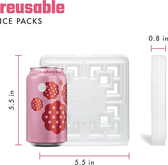 Cool Coolers Fashion Ice by Fit & Fresh, 3 Pack Large Slim Ice Packs, Unique Ice Pack Design for Womens Lunch Bag, Space Saving Reusable Ice Packs for Lunch Boxes, Cooler Ice Packs, Pearl White, 3PK