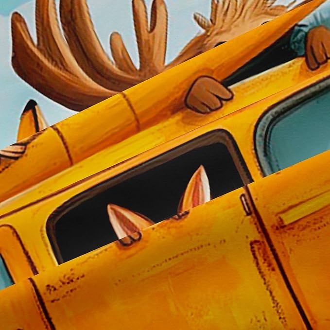 Manfei Camper Camping Blackout Curtains,RV Trailer Adventure Fox Wildlife Blackout Curtains,Pine Tree Mountain Lake Farmhouse Boys Girls Room Decor,Rustic Green 2 Panels,52Wx84L inch