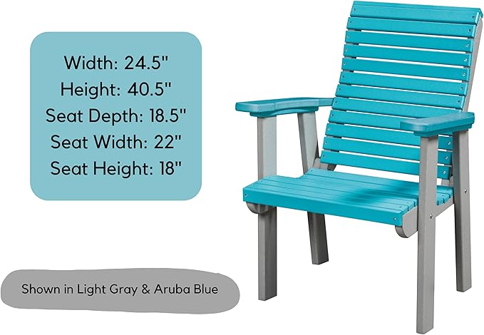 DutchCrafters Modern Horizontal Slat High Back Poly Outdoor Patio Chair (White & Aruba Blue)