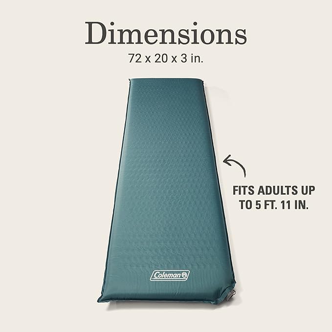Coleman Silver Springs Self-Inflating Sleeping Pad, Comfortable Camp Pad with Insulating Foam & Durable PVC Coating, Lightweight Sleeping Mat Inflates in Minutes