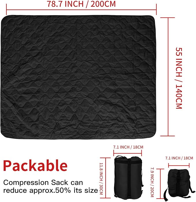 LOOGU Camo Blanket Waterproof Insulation Poncho Liner for Outdoor Camping, Hiking, Hunting, Survival, Backpacking, Picnicking