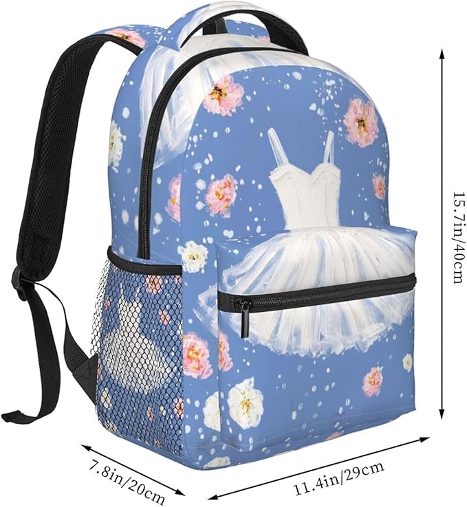 Rucksacks Lightweight Multipurpose Anti-Theft Pink Flower White Skirt Watercolor Art Shoulder Bag Big Capacity Laptop Book Bag Rucksack With Padded Straps