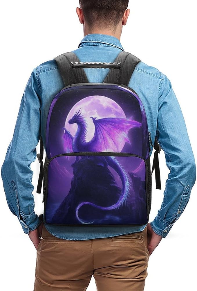 Backpack Lightweight Anti-Theft Multipurpose Purple Dragon Art Shoulder Bag Large Capacity Travel Hiking Backpack With Padded Straps