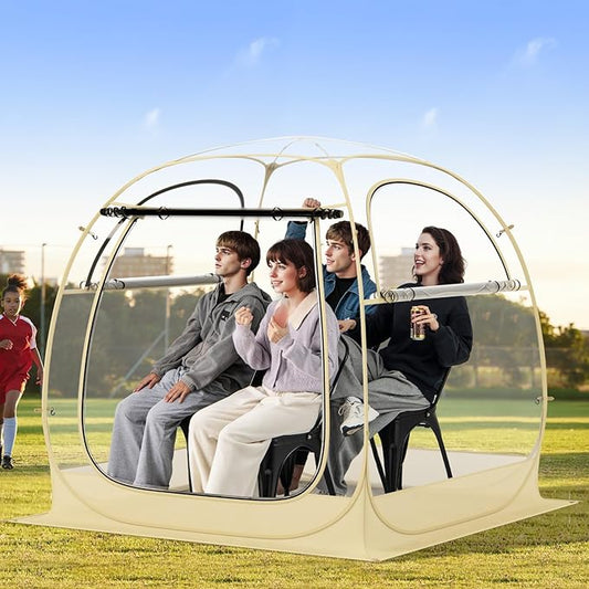 Tangkula All Weather Pop Up Instant Tent for 5-6 People, With Waterproof Tarp Floor, Outdoor Clear Bubble for Sports Events, Fishing, Camping, Cheering (6x5.4Ft)