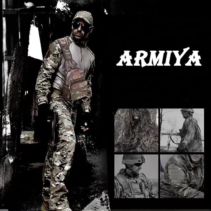 Armiya Men's Tactical Sling Bag, Small Shoulder Chest Molle Daypack Backpack for Cycling Hiking Camping Trekking