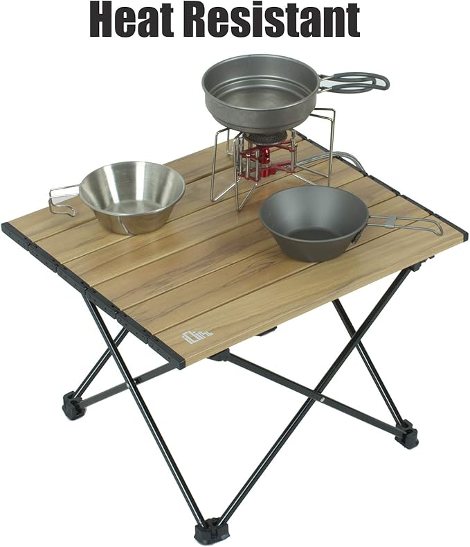 iClimb Ultralight Compact Camping Folding Table with Carry Bag (Green - L)
