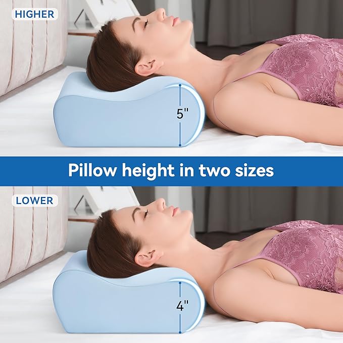 AM AEROMAX Travel Contour Memory Foam Pillow, Cervical Pillow for Neck Pain Relief, Neck Orthopedic Sleeping Pillows for Side, Back and Stomach Sleepers.