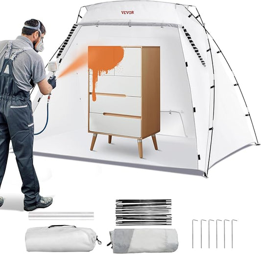 VEVOR Portable Paint Booth, Larger Spray Tent with Built-in Floor & Mesh Screen Windproof Hooks for Furniture DIY Hobby Tool, 7.5x5.2x5.2ft Spray Paint Shelter