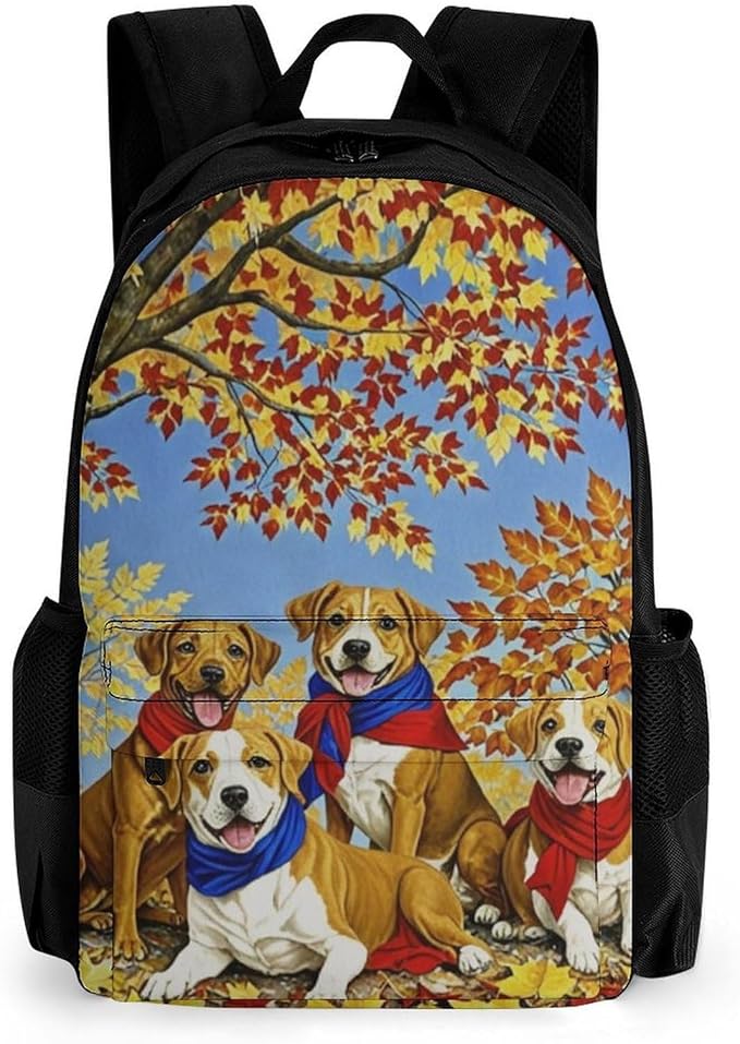 Rucksack Anti-Theft Multipurpose Big Capacity Carry On Bag, Happy Cute Dogs Baseball Traveling Camping Backpack With Side Pockets