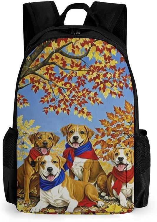 Rucksack Anti-Theft Multipurpose Big Capacity Carry On Bag, Happy Cute Dogs Baseball Traveling Camping Backpack With Side Pockets