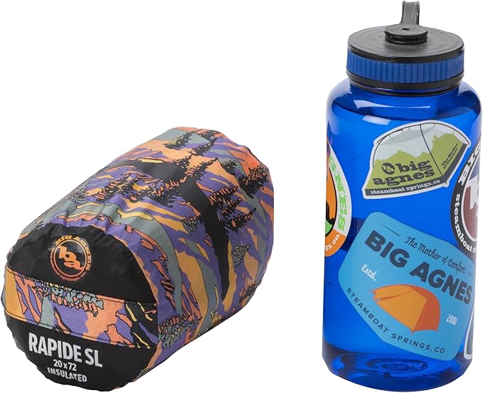 Big Agnes Rapide SL - Insulated Sleeping Pad, Ultralight, All Season Compact Backpacking and Hiking, Pumphouse Sack Included, Zirkel Alpenglow, 20x72 Regular