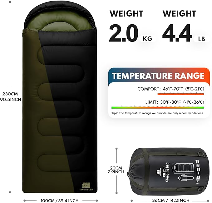 0 Degree XXL Sleeping Bags for Adults Cold Weather,Camping Sleeping Bag with Compression Sack for Winter Hiking, Hunting,Traveling