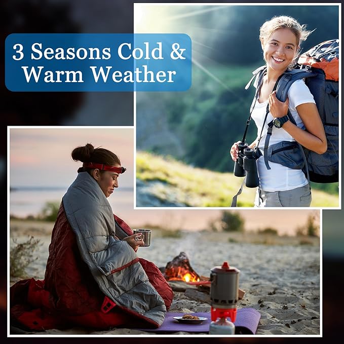 Macarrie 4 Pcs 0 Degree Camping Sleeping Bags Bulk for Adults 4 Season Warm Cold Weather Sleeping Bags with Compression Sack Lightweight Portable Waterproof for Backpacking Hiking Outdoor