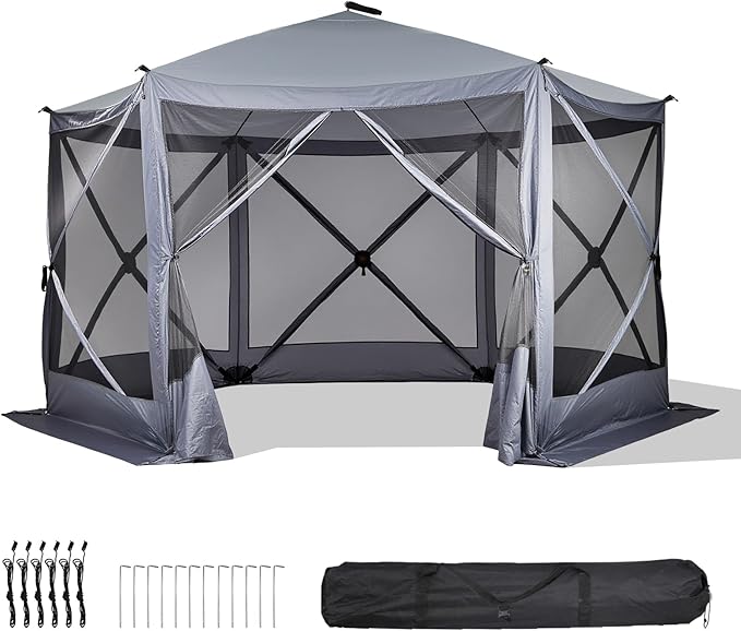 Outvita 12x12ft Instant Pop-Up Screen Tent - Outdoor Gazebo Canopy with Mosquito Netting & Carrying Bag - Versatile Pavilion Tent for Patios and Events