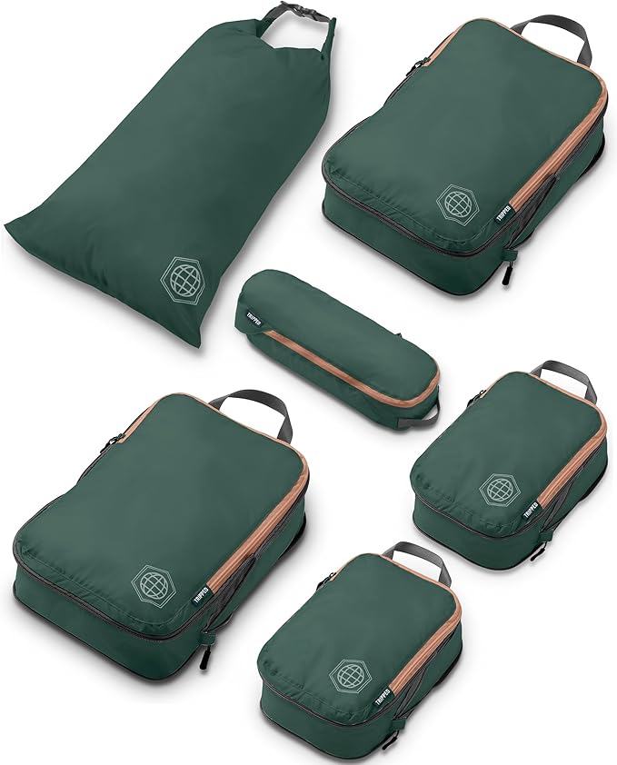 Compression Packing Cubes Set for Carryon Suitcases- Lightweight, Durable Clothes Organizer