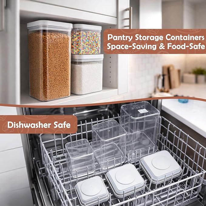 Mity rain 3Pcs Airtight Brown Sugar Container Set(2.7Qt/1.7Qt/0.85Qt) Moisture-Proof Kitchen & Pantry Brown Sugar Keeper Container Airtight Saver Storage with Locking Lid,3 brown sugar bear,3Spoon