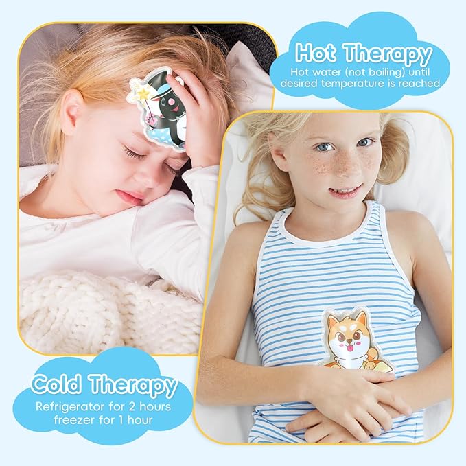 Kids Ice Packs for Boo Boos, 3 Packs Toddler Gel Ice Packs for Injuries Reusable, Hot Cold Compress for Children's Fever Pain Relief, Wisdom Teeth, First Aid, Bumps & Bruises