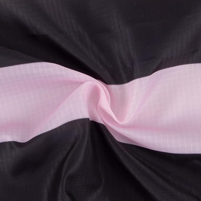 Beach Blanket Waterproof Sandproof, Oversized Picnic Blankets with Stakes – Lightweight Quick-Drying, Extra-Large Pink and Black Striped Beach Mat for Outdoors, Camping, Hiking Trips