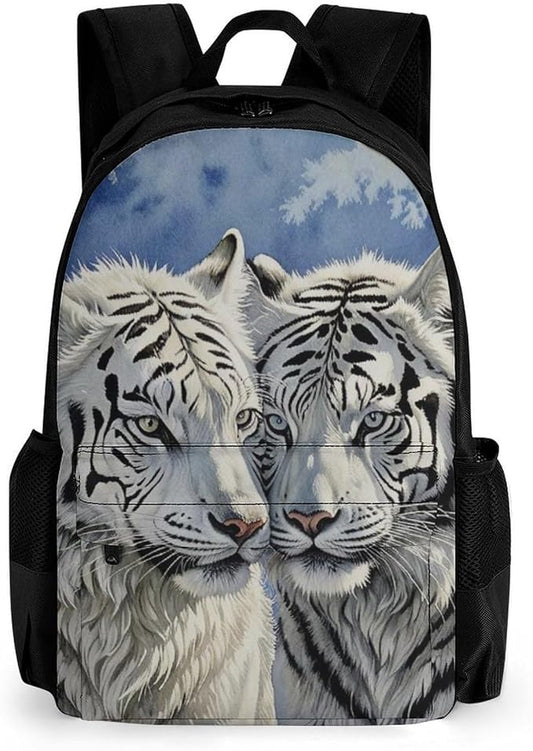 Supdreamc Casual Daypack Multipurpose Anti-Theft Large Capacity Carry On Bag, White Tiger Love Casual Daypack Climbing Shoulder Bag With Padded Straps
