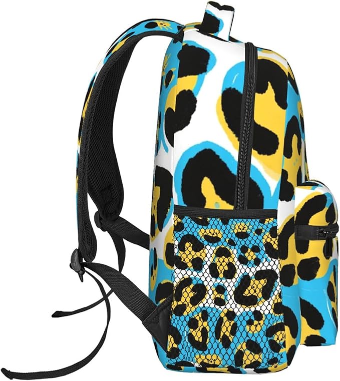 Backpack Anti-Theft Multipurpose Large Capacity Carry On Bag, Leopard Wild Animal Pattern Camping Outdoor Backpack With Side Pockets