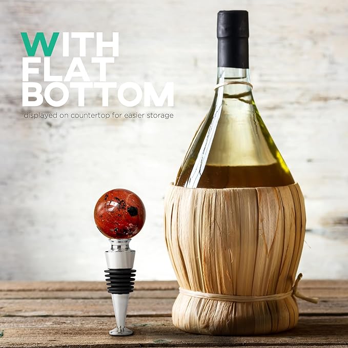 Homestia Red Gemstone Wine Stopper for Wine Bottles Vacuum Wine Bottle Stopper with Silicone Reusable Wine Corks, Leak Proof Keep Fresh Wine Preserver Wine Saver Wine Accessories