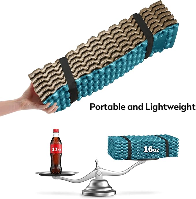 Foam Camping Pads for Hiking, Ultralight Closed Cell Mattress, Waterproof Soft Mat for Adults, Wide Picnic Yoga Mats, Folding Sleeping Pad for Outdoor Backpacking