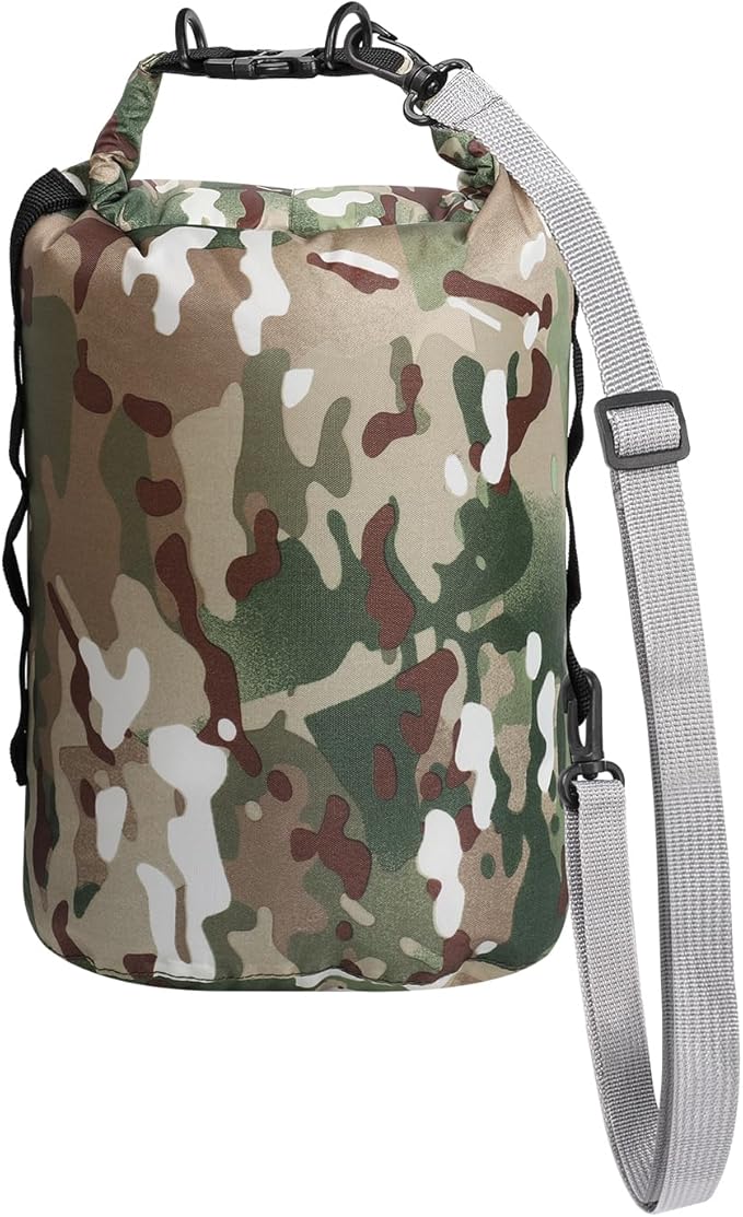 Dry Bags Waterproof Dry Sacks Camouflage Small Lightweight Dry Bag with Strap for Paddle Board Kayaking Fishing Camping Hiking(5L)