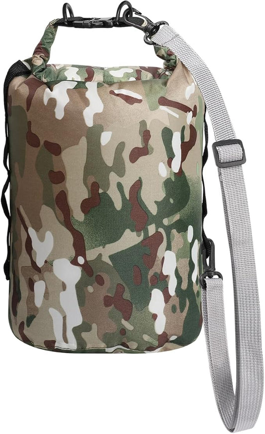 Dry Bags Waterproof Dry Sacks Camouflage Small Lightweight Dry Bag with Strap for Paddle Board Kayaking Fishing Camping Hiking(5L)