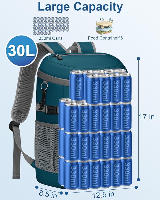 Cooler Backpack Insulated Waterproof,30/45 Cans Backpack Coolers Leakproof Lunch Backpack for Men Women Portable Soft Cooler Bag for Beach Camping Trave Picnic