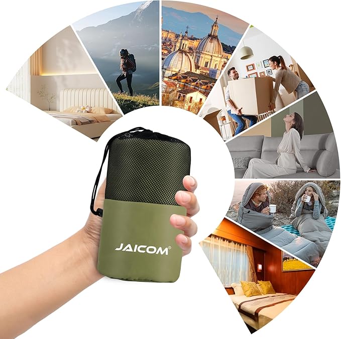 Sleeping Bag Liner, Sleep Sack Travel Sheets, Two-Way-Zipper Expose Feet Separately, Lightweight for Single, Backpacking,Hotels & Hostels, Camping, Travel, Business