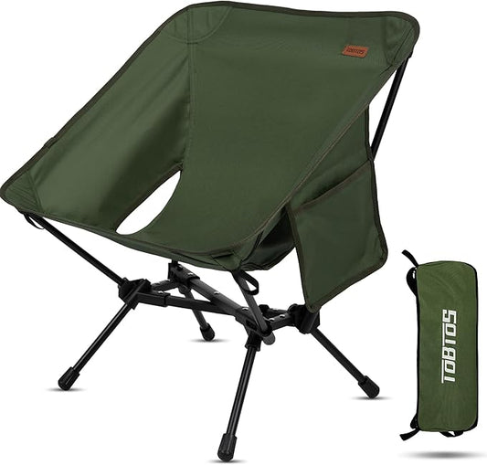 TOBTOS Portable Camping Chair, Support up to 330 LBS, Lightweight Folding Backpacking Chair for Outdoor Camp, Travel, Beach, Picnic, Hiking, Backpacking (Green)
