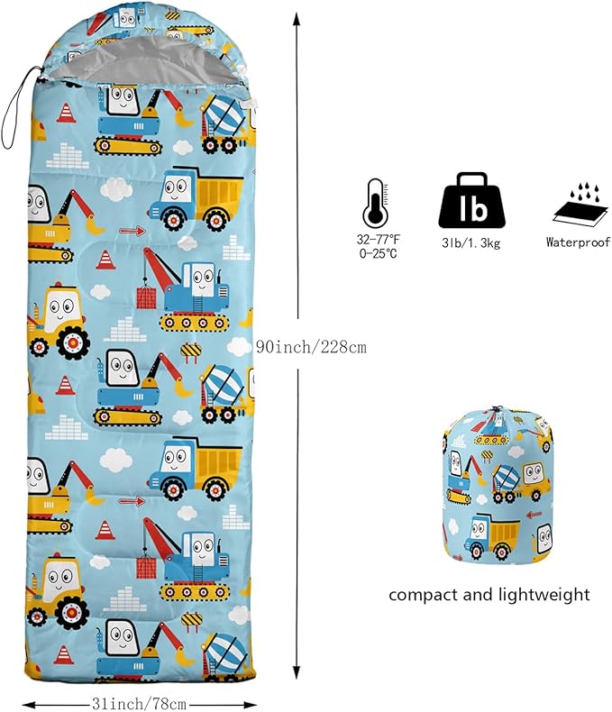 Sleeping Bags for Adults and Kids Backpacking Camping Sleeping Bags for Girls and Boys Lightweight Waterproof Cold/Warm 3-Season