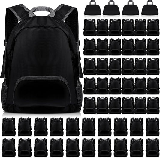 Dunzy 50 Pcs 20l Foldable Backpacks Bulk Lightweight Basic Back Pack Wholesale for Homeless Donation Corporate Events Travel Camping