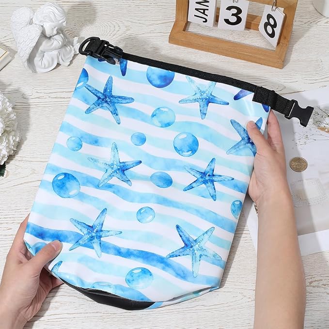 Floating Waterproof Dry Bag Backpack 5L Lightweight Ocean Starfish PVC Roll Top Dry Bag Sack for Kayaking Boating Camping Fishing Swimming Beach Rafting Hiking Outdoor Activities