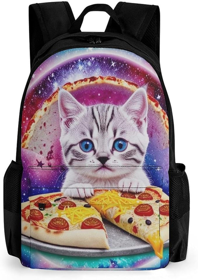 Supdreamc Adults Lightweight Galaxy Taco Cat Pizza Rucksacks Large Capacity Bookbag With Adjustable Shoulder Straps for Trekking Outdoors Bicycle