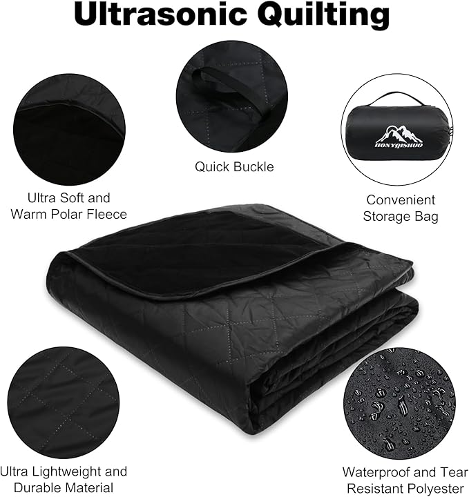 Outdoor Waterproof Camping Blanket, Foldable Fleece Stadium Blanket for Outdoor Sports Event, Camping, Picnics