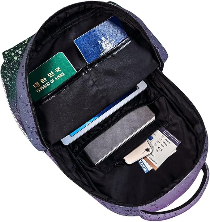 Daypack Bookbag Multipurpose Anti-Theft Big Capacity Carry On Bag, Sparkling Mermaid Scales Travel Hiking Camping Rucksack With Padded Straps