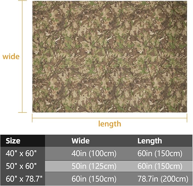 LOOGU Camo Blanket Waterproof Insulation Poncho Liner for Outdoor Camping, Hiking, Hunting, Survival, Backpacking, Picnicking