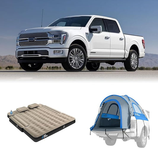 JOYTUTUS Portable Truck Bed Tent with Rainfly+JOYTUTUS Truck Bed Mattress for 5.5-5.8Ft
