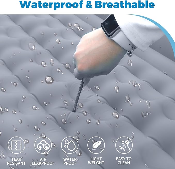 Self-Inflating Double Sleeping Mat, 2 Person Camping Mattress, Portable Double Mattress, Camping Mat, Built-In Foot Pump, Backpacking Hiking, Beach, Grass, etc. 84.64''X51.51'' Upgrade version(Grey)