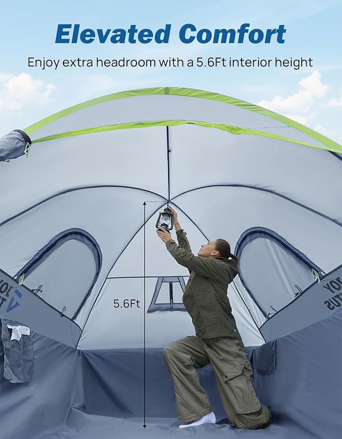 JOYTUTUS Pickup Truck Tent 8ft 2.0, Waterproof PU2000mm Double Layer for 2 Person, Portable Truck Bed Tent with Rainfly - Green, Aluminum Pole