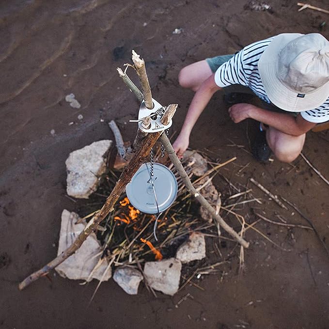 Stainless Steel Camping Gear and Equipment - Campfire Cooking Accessories Set - Radiate Portable Round Cookware - Dutch Oven Camping Cookware - Outdoor Camp Tripod Cooking, Silver