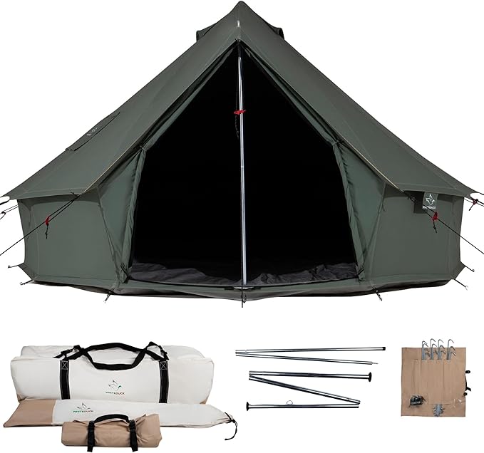 WHITEDUCK Regatta Canvas Bell Tent - w/StoveJack, Waterproof, 4 Season Luxury Camping and Glamping Yurt Tent Outdoor