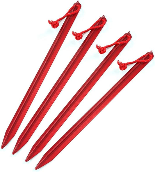 ASR Outdoor 9 Inch Aircraft Grade Aluminum Camping Stakes Tent Pegs - 4 Pack