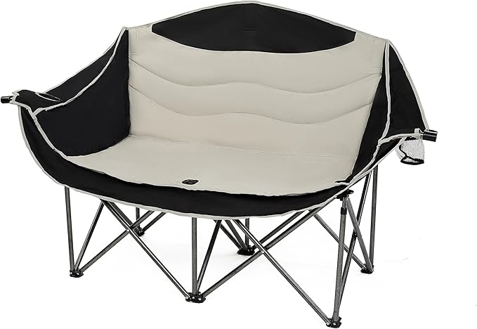 Double Camping Chair, Oversized Folding Loveseat Camping Chair for Adult Heavy Duty 2 Person Camping Chair Lawn Chair Camping Couch