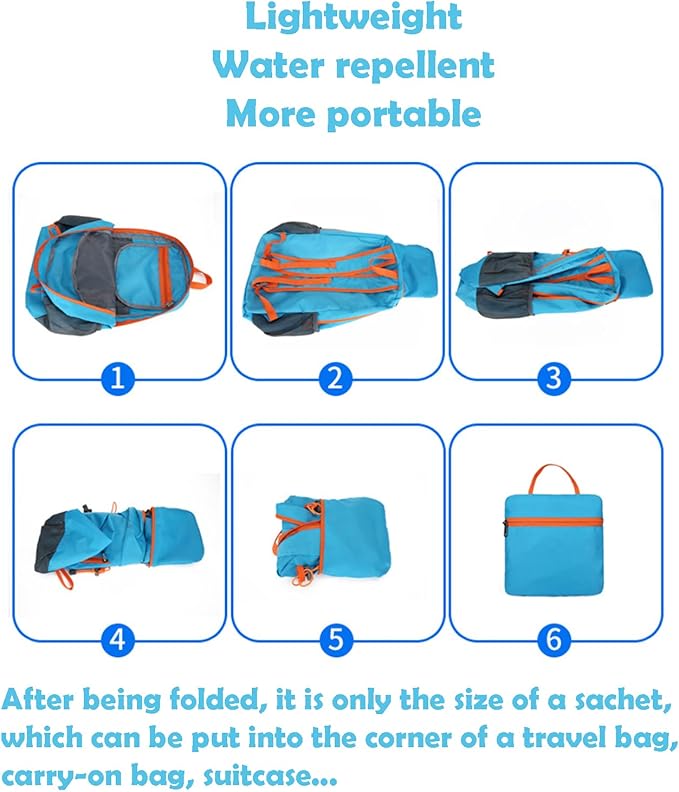 Lywencom Hiking Backpack,20L sports lightweight folding waterproof ultra-light backpack suitable for outdoor camping picnic(blue), LW026