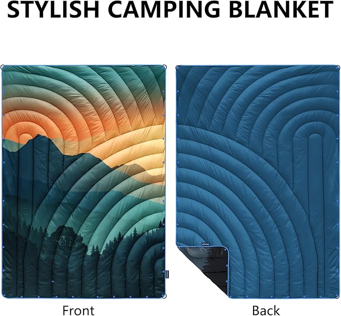 Camping Blanket,Lightweight Puffy Printed Camping Blanket Packable Outdoor Blanket for Camping,Traveling, Stadium, Hiking, Picnics