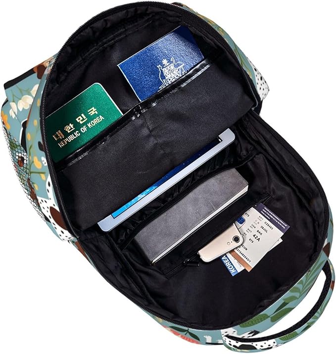 Shoulder Book Bags Polyester Multipurpose Anti-Theft Sweet Basset Hound Dog And Vintage Florals Carry On Bag Large Capacity Travel Hiking Camping Rucksack